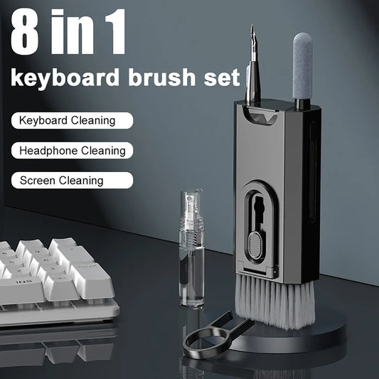 8-in-1 Electronic Cleaning Kit - Keyboard, Earphone, & Phone Cleaner Tools with Keycap Puller for iPad, Headsets & More